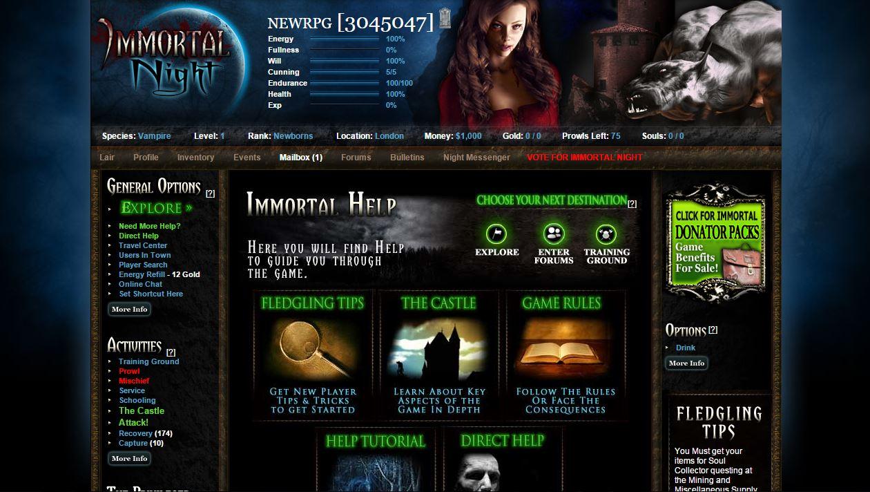 Immortal Night Vampire browser games