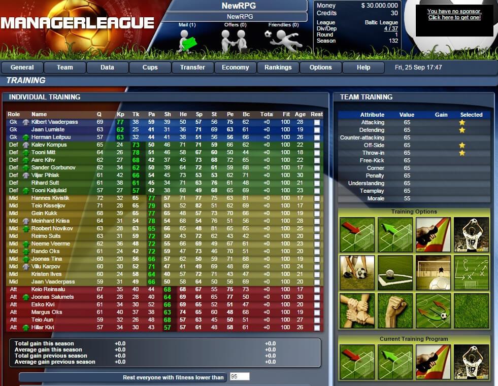 ManagerLeague Simulation browser games