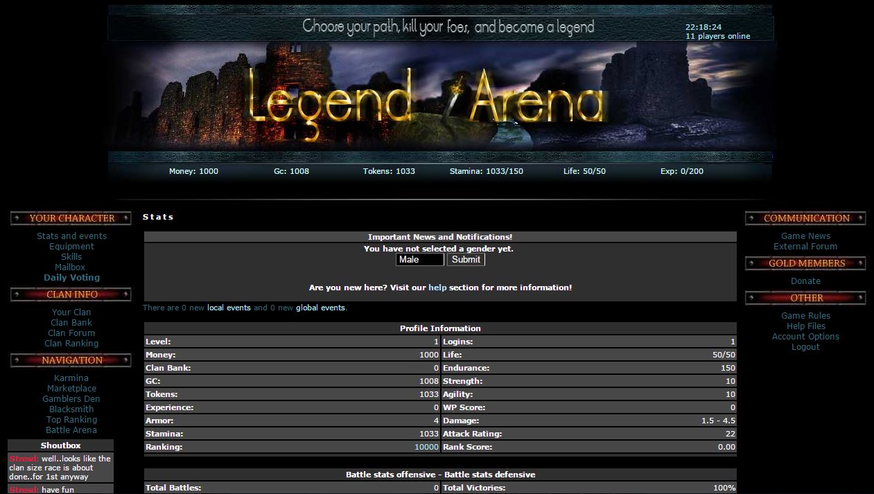 Legend Arena Text based RPG