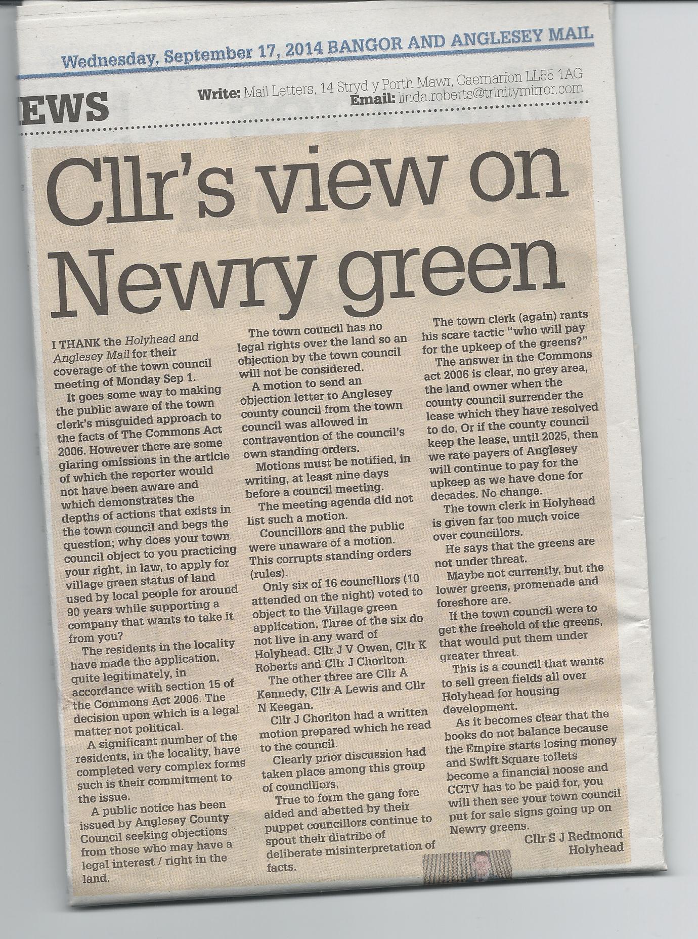 Media coverage Newry Beach Holyhead Action Group