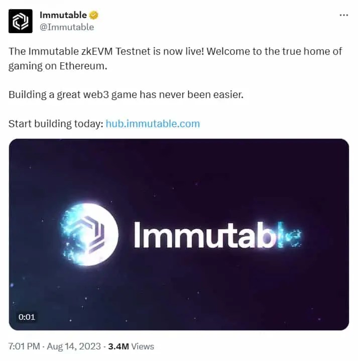 Immutable zkEVM, una blockchain habilitada para los juegos 3