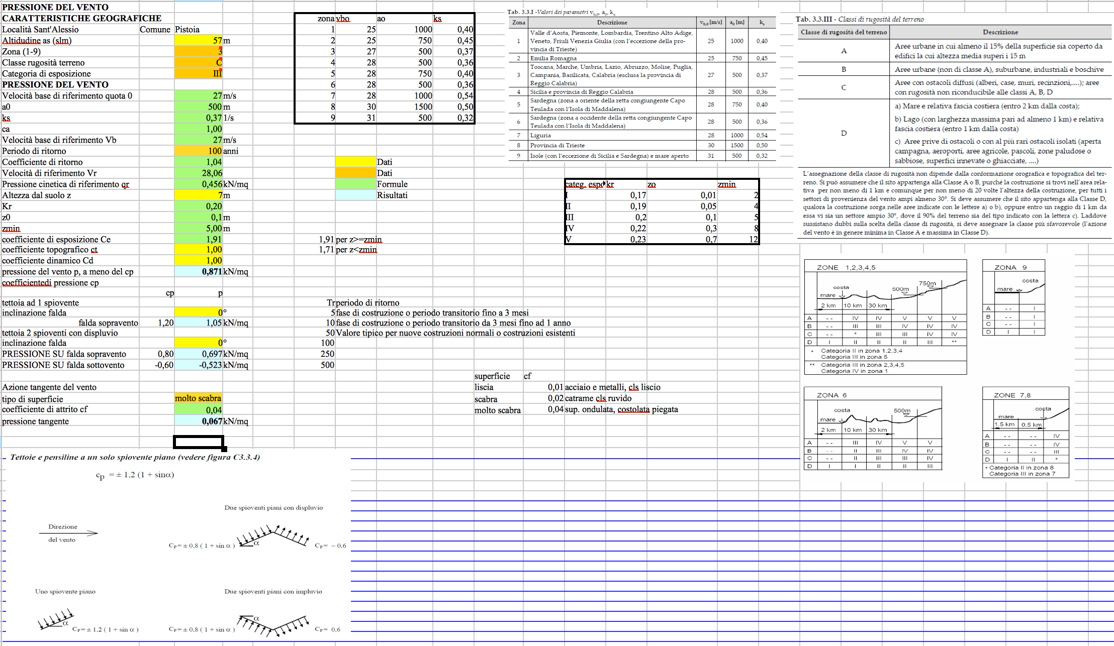 Foglio per azioni neve e vento con NTC 2018 Interstudio News