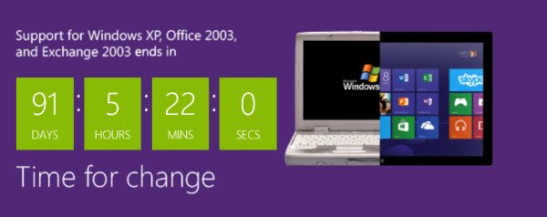 Microsoft launches Windows XP End of Support Coutdown Web Page