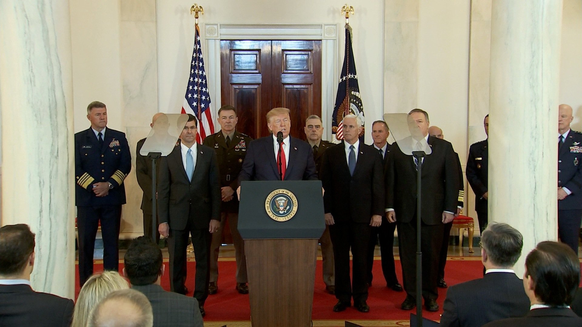 Trump says 'Iran appears to be standing down' following its retaliatory