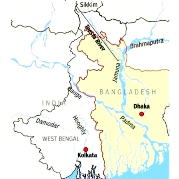 Teesta River Map & Origin IndiaBangladesh