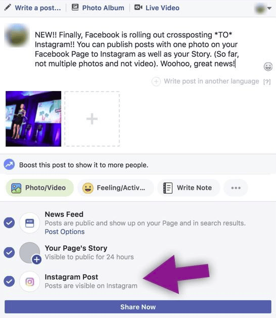 Facebook tests the possibility of crossposting from Facebook to