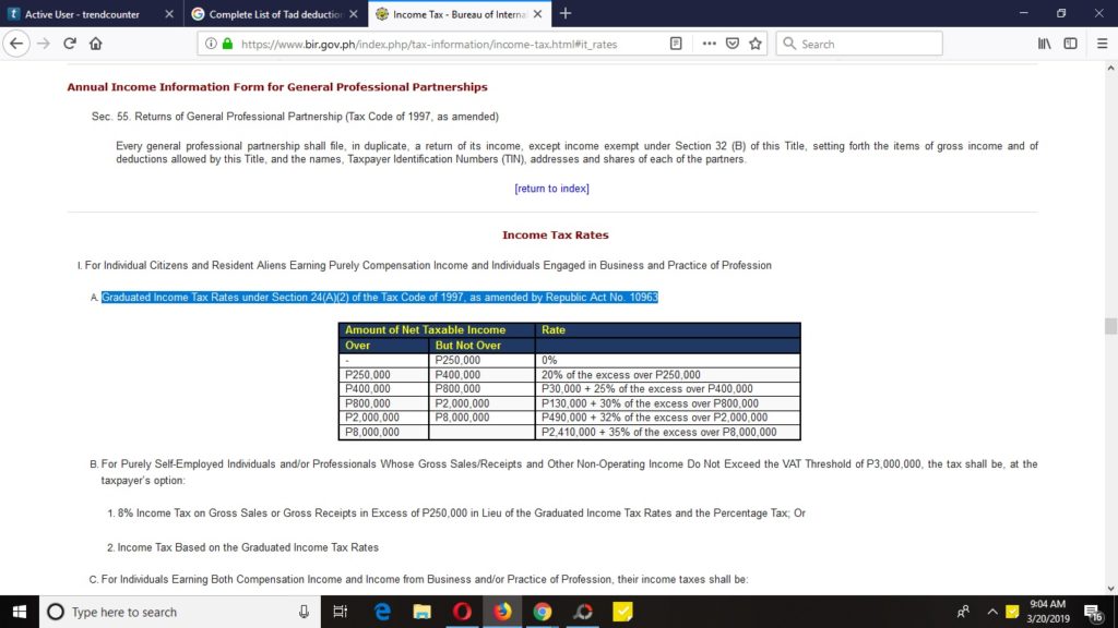 BIR Graduated Tax Rates NewsFeed
