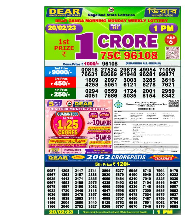 Sikkim Lottery Result For February 20/02/2023 Check Sikkim State