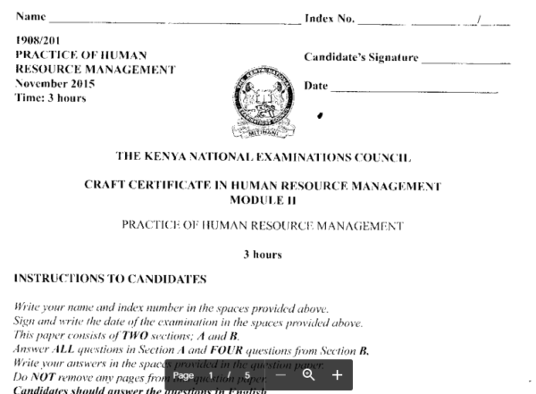 Certificate in human resource management module 2 KNEC past papers » newsspot.co.ke