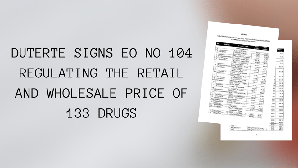 List Drugs included in the Maximum Drug Retail Price signed by Duterte