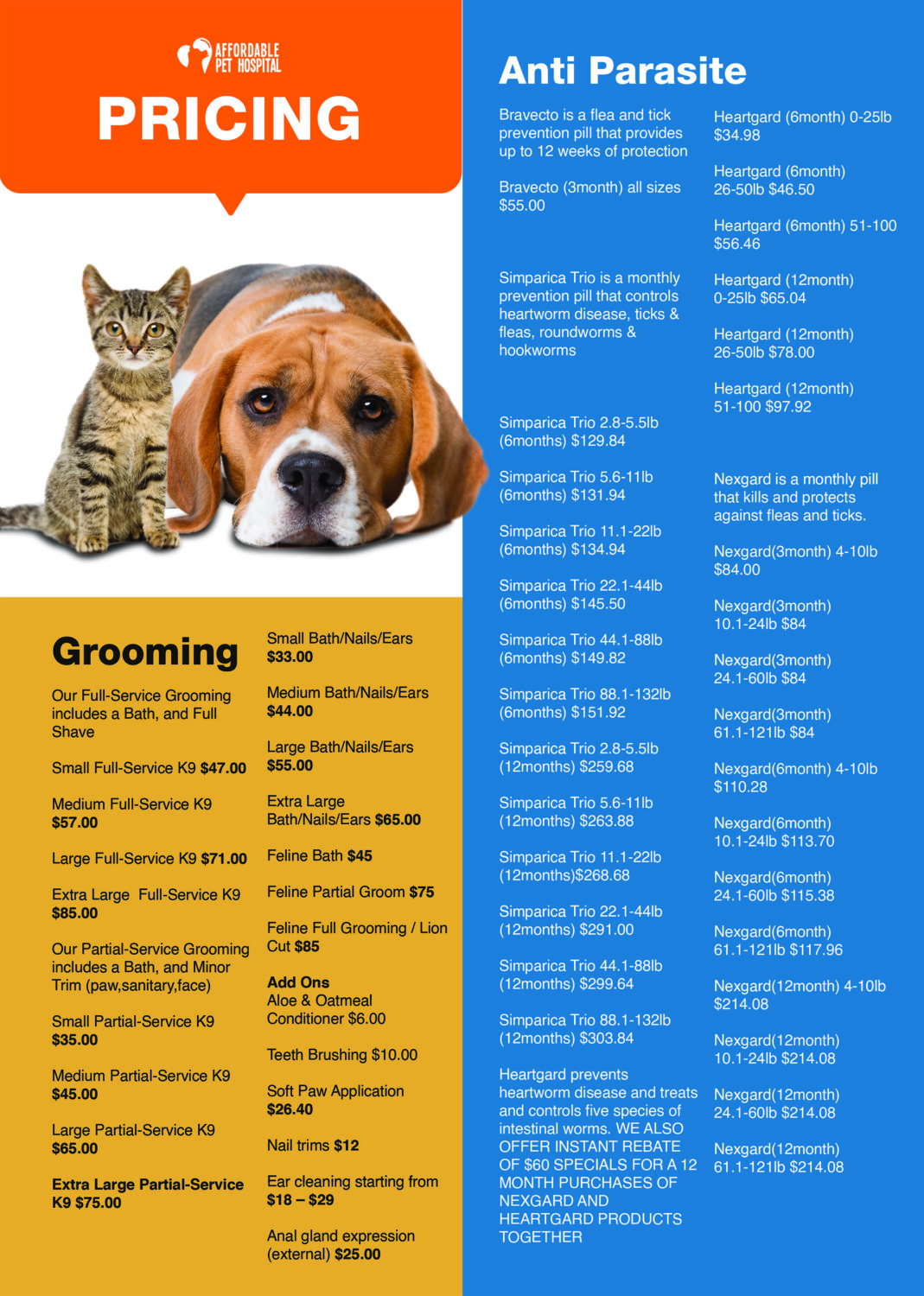 Pricing Affordable Pet Hospital