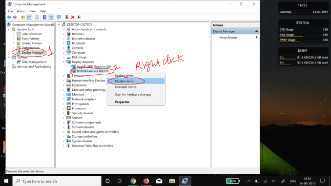 how to disable graphics card using device manager