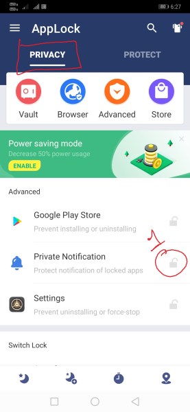 how to hide notifications using Applock -1