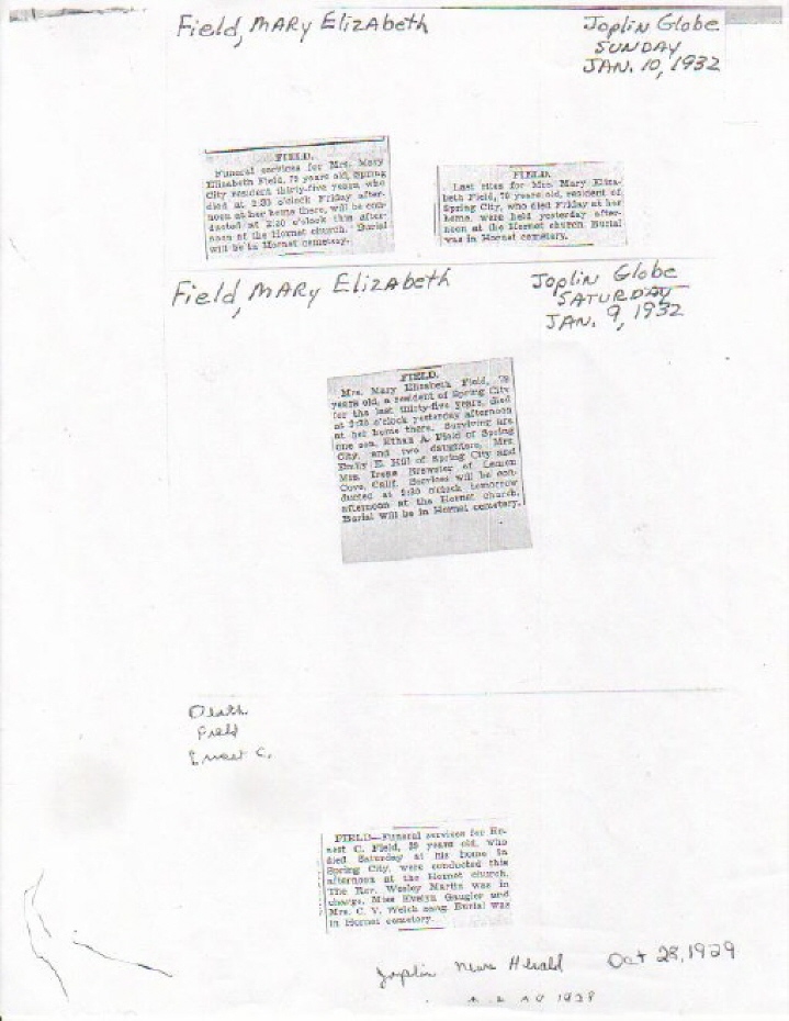 Newton County, Missouri MoGen Obituaries