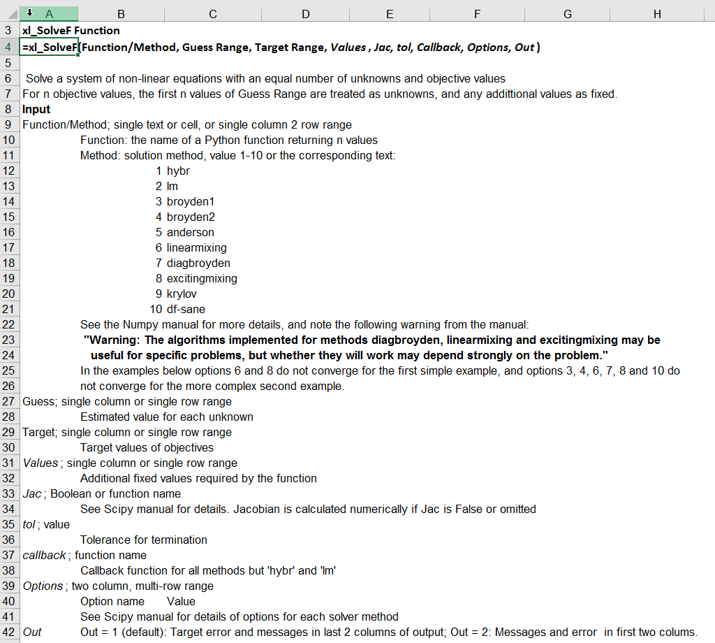 xlSciPy Python SciPy for Excel; Update with new functions Newton