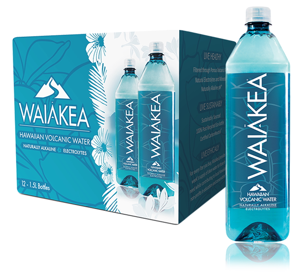 Waiakea Hawaiian Volcanic Water 1.5 Liter (50.7 oz) Bottle 12pk Case New York Beverage