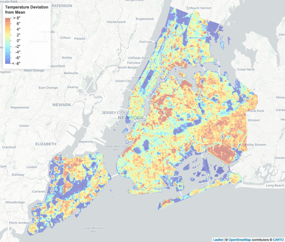NYC Heat Map (Surface Temperature) heat_map