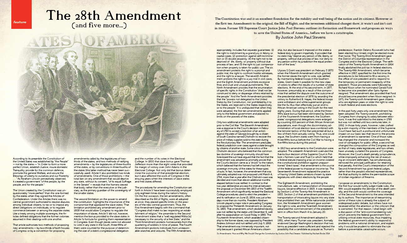 The 28th Amendment by Supreme Court Justice John Paul Stevens