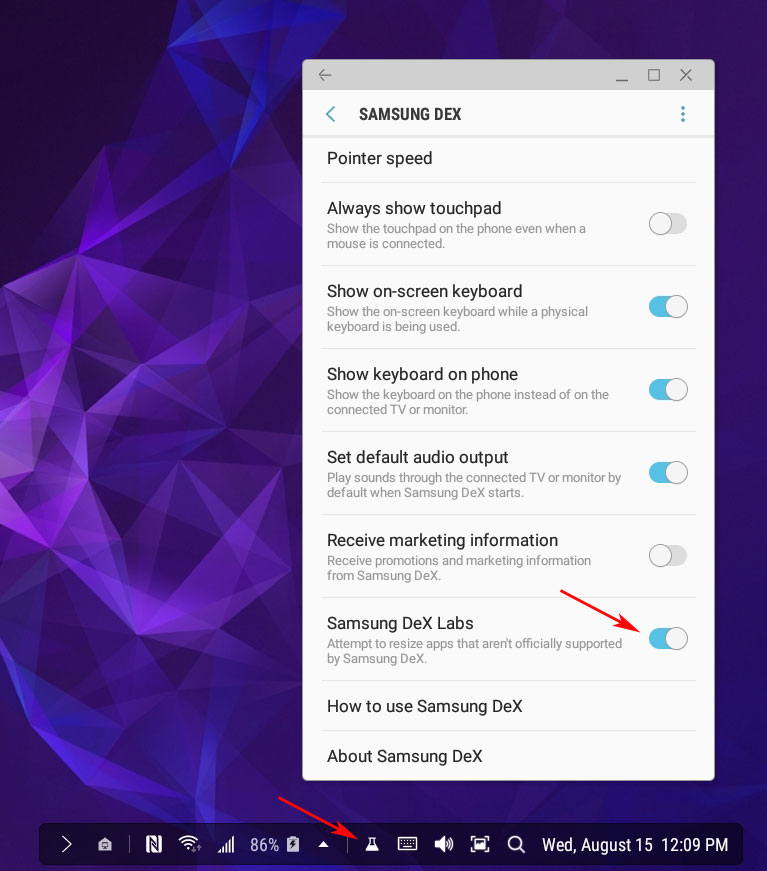 Support Samsung DeX Nex Computer