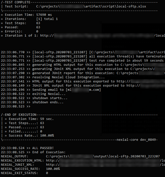 Execution Logs Nexial Automation