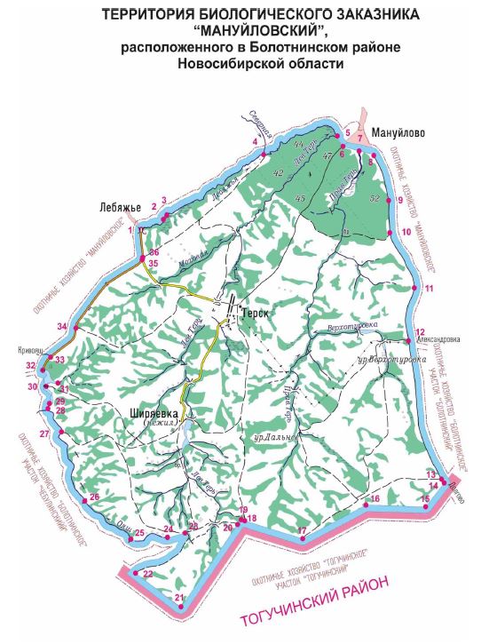 Карта общедоступных охотничьих угодий новосибирской области