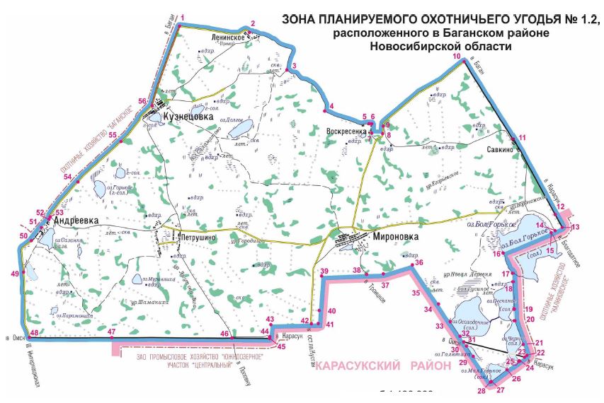 Карта общедоступных охотничьих угодий новосибирской области