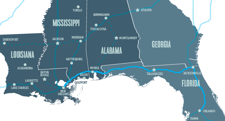 Alabama Florida Border Map Southern Cities, Officials Applaud Amtrak Train Run
