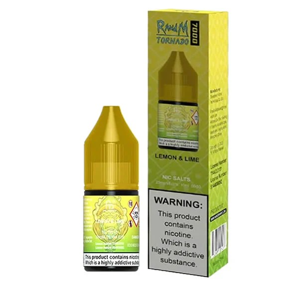Lemon Lime Nic Salt Eliquid By R And M Tornado 7000 Free Next Day