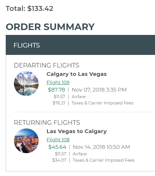 Calgary to Las Vegas, Nevada 177 CAD roundtrip including taxes w