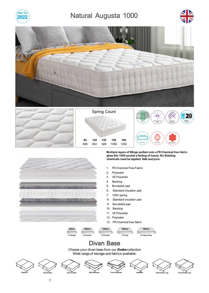 NEXT NATURAL AUGUSTA 1000 POCKET SPRING MATTRESS Next Furniture Acton