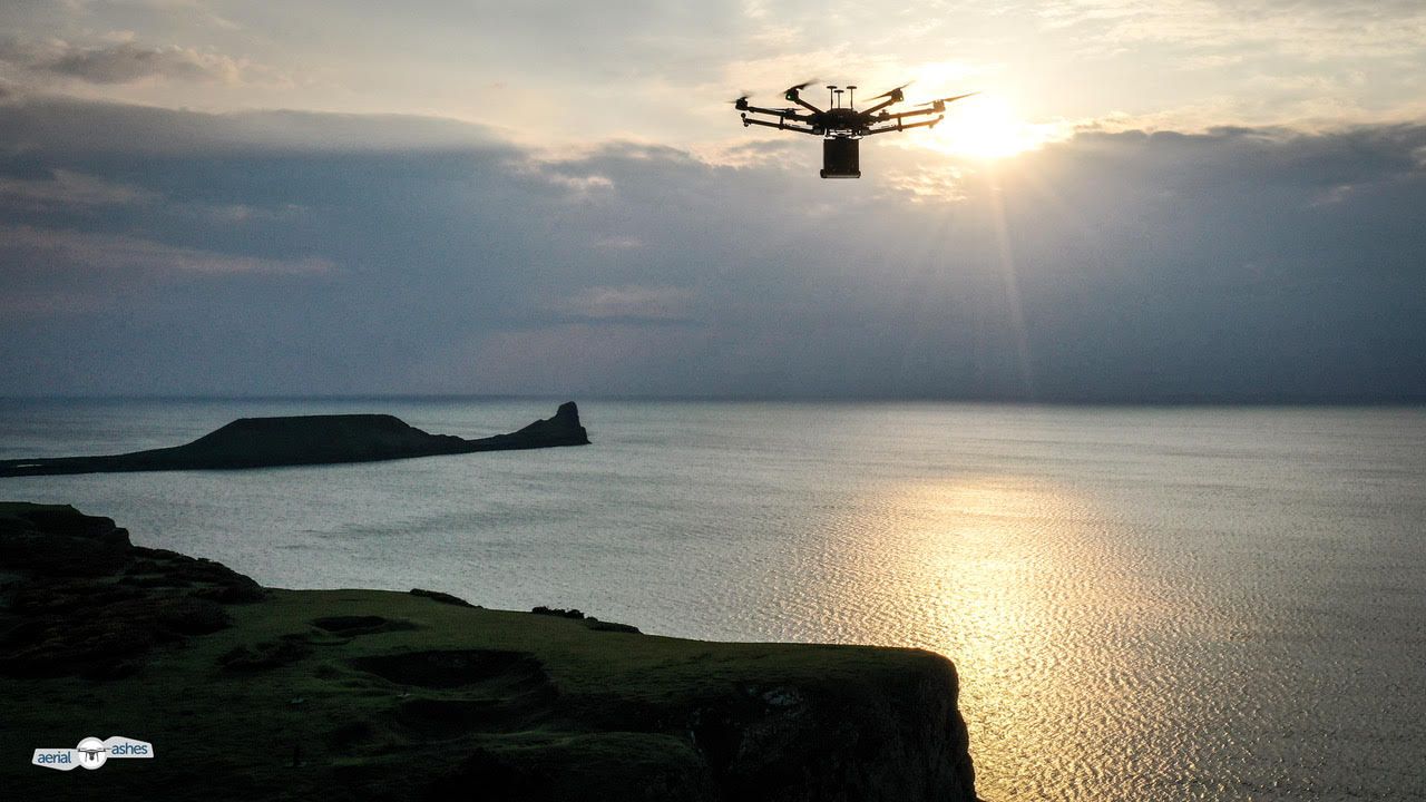 Scattering ashes by drone in the UK