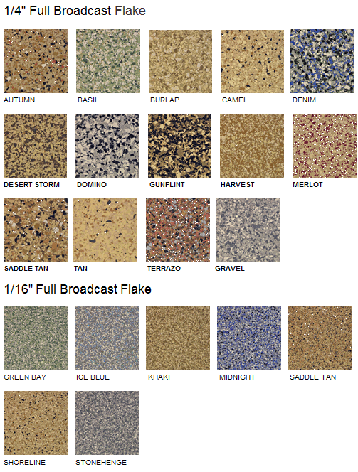 NextStar Concrete floor Broadcast Color Vinyl Chip Selector