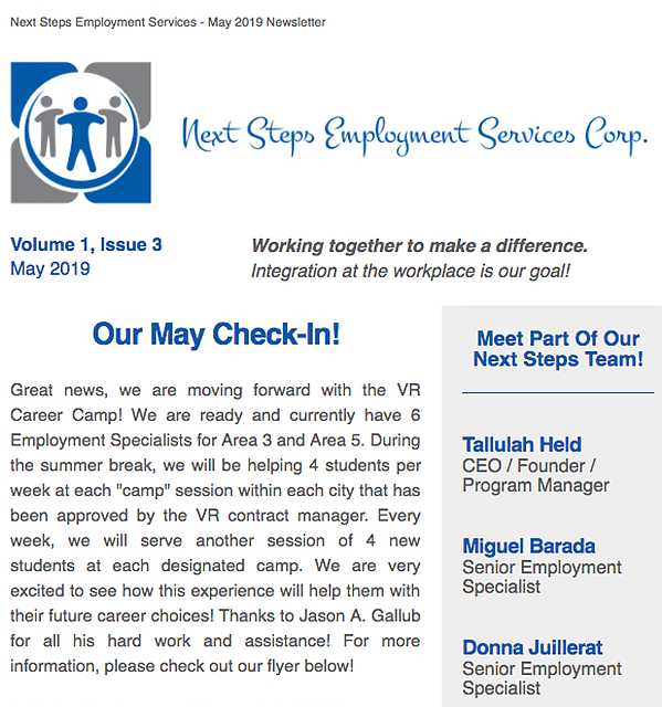 Next Steps Newsletter Issue 3 Next Steps Employment Services