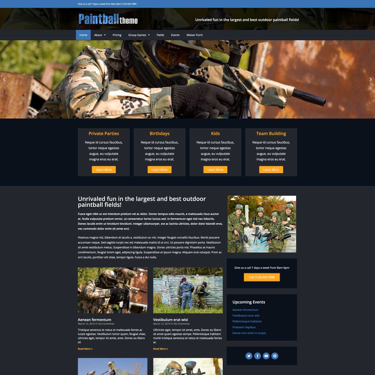 Paintball site Template Nexus Themes