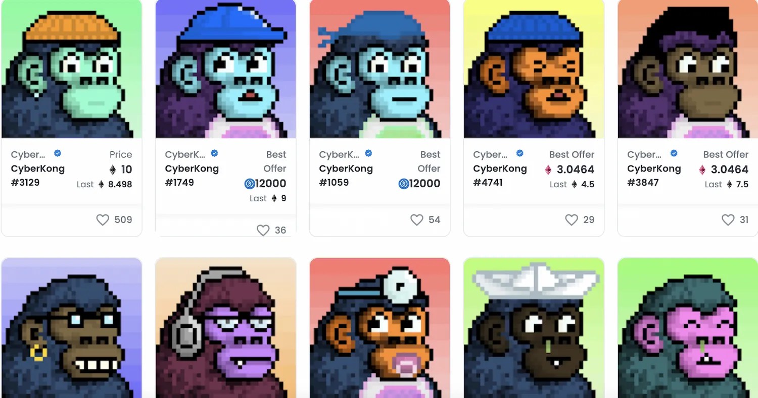 CyberKongs NFT roadmap, rarity, price. Best of CyberKongs NFTs Collection