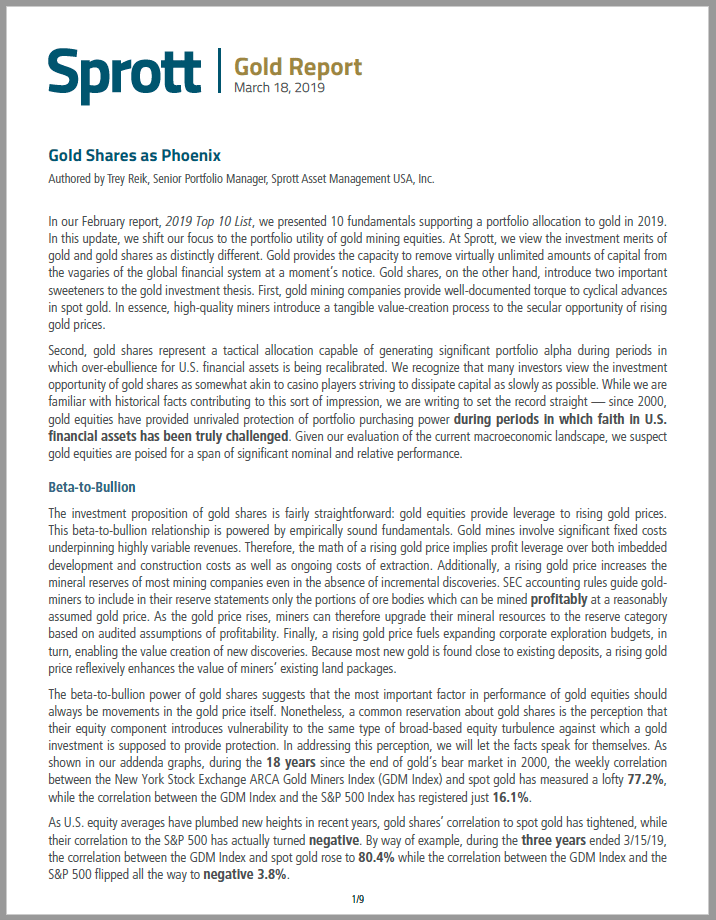 Sprott Gold Report by Trey ReikNotes From the Rabbit Hole