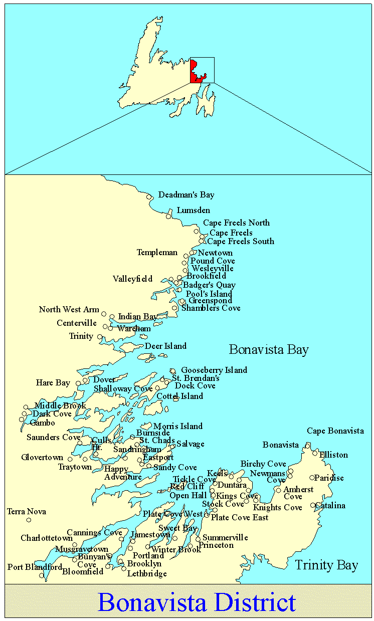 Newfoundland's Grand Banks Map of Bonavista District