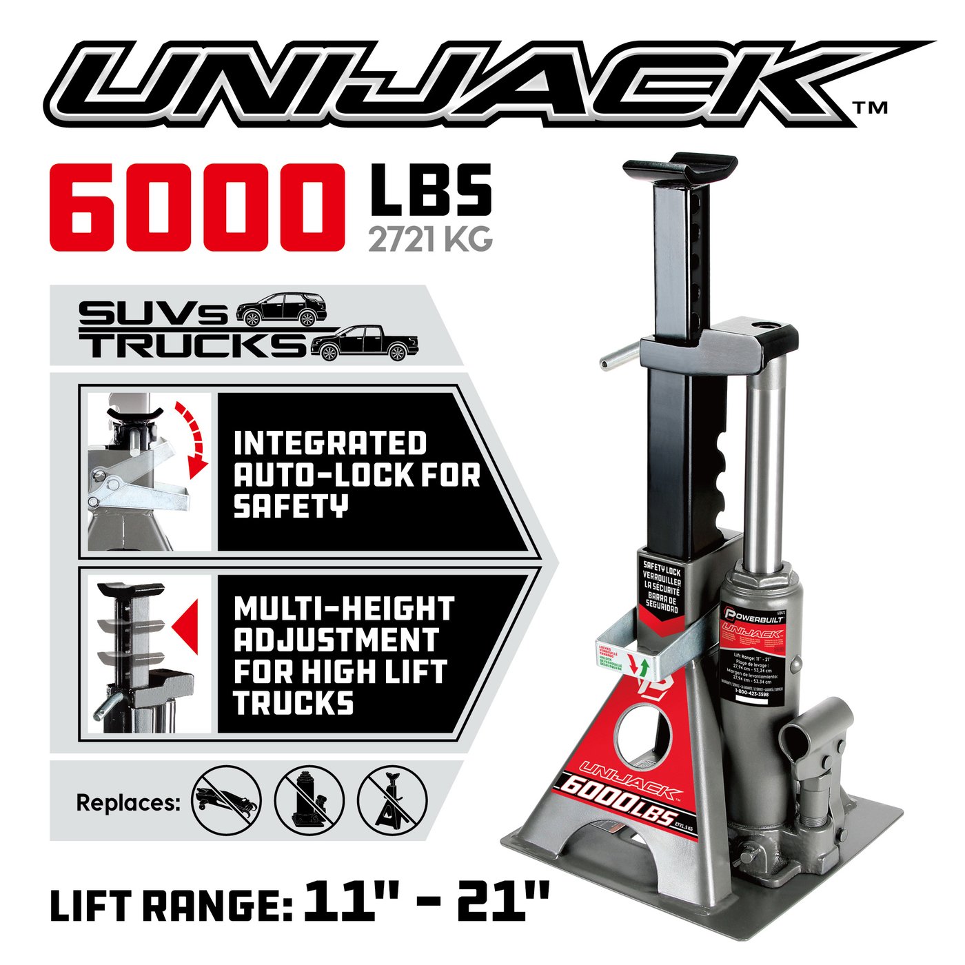 POWERBUILT 6000 LB UNIJACK BOTTLE JACK/JACK STAND NGC Industries