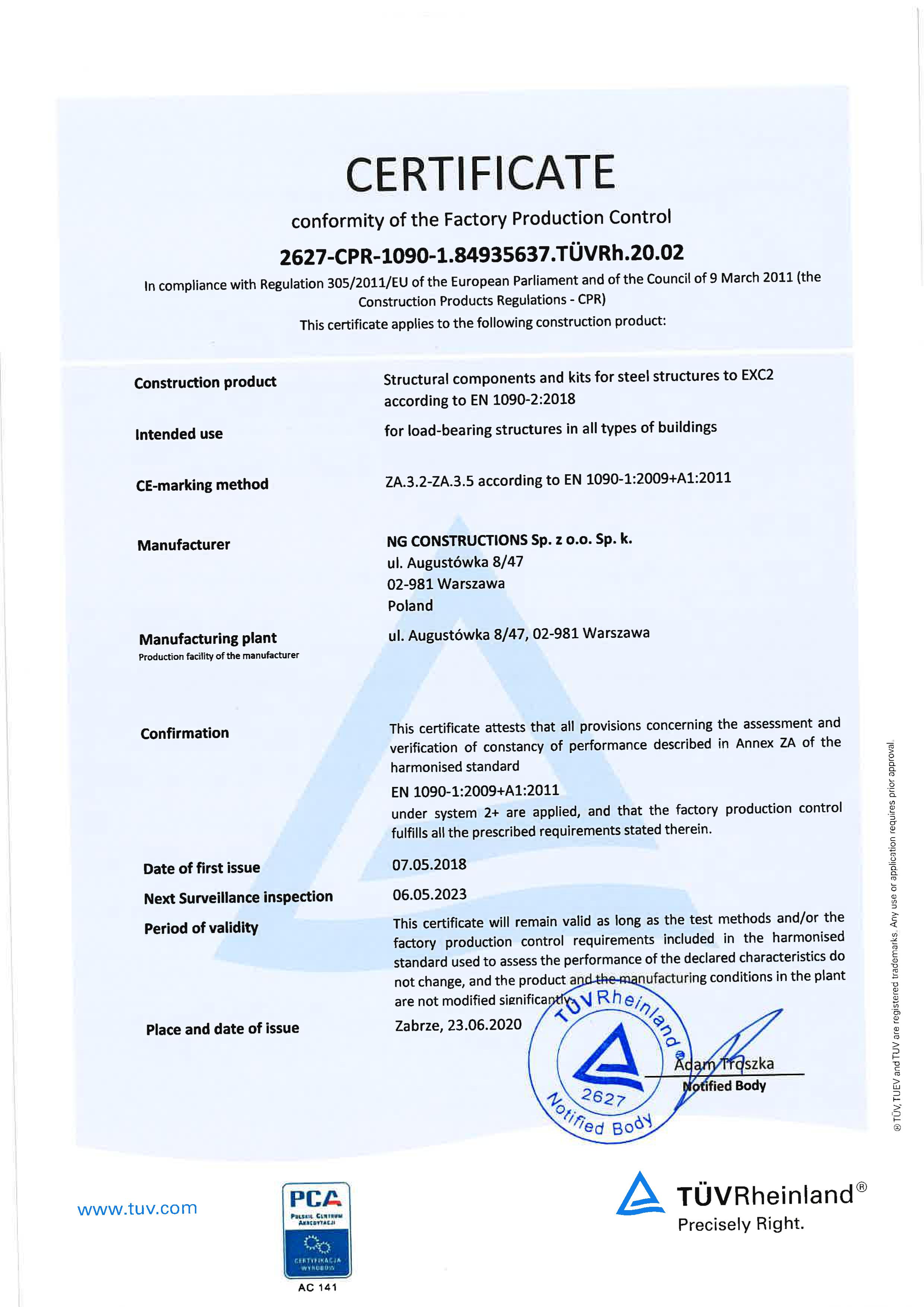 Certificates and References Ng Constructions