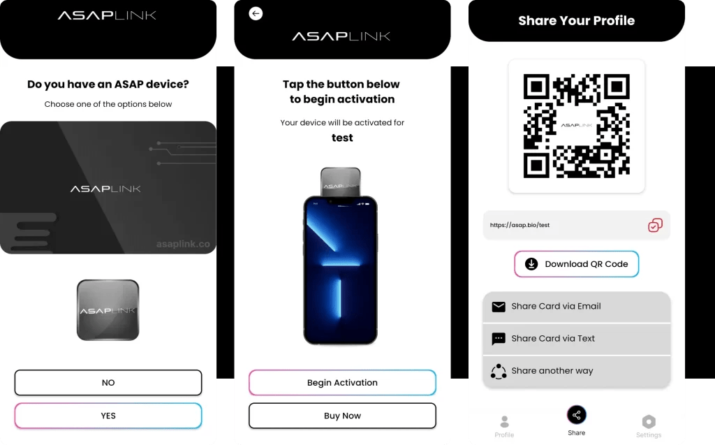 ASAP LINK Digital Business Card Custom  & Mobile App