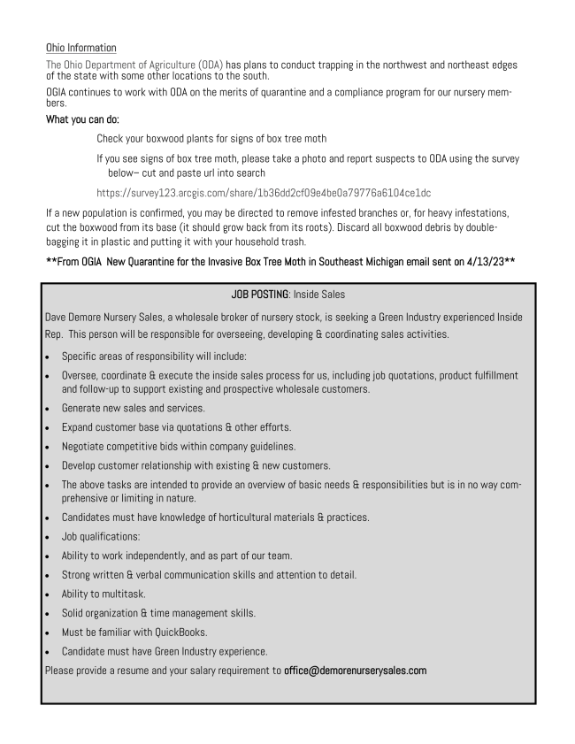 Newsletter April 2023 Nursery Growers of Lake County Ohio, Inc.