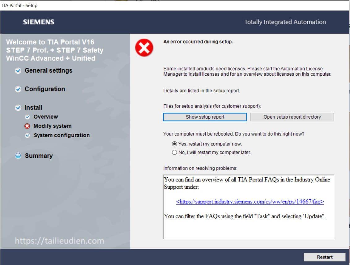 Some installed products need licenses. Please start the automation