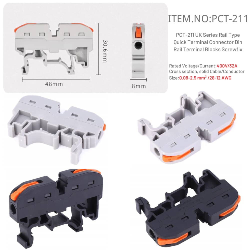 PCT211 UK Series Rail Type Quick Terminal Connector Din Rail Terminal Blocks Screwfix Tai