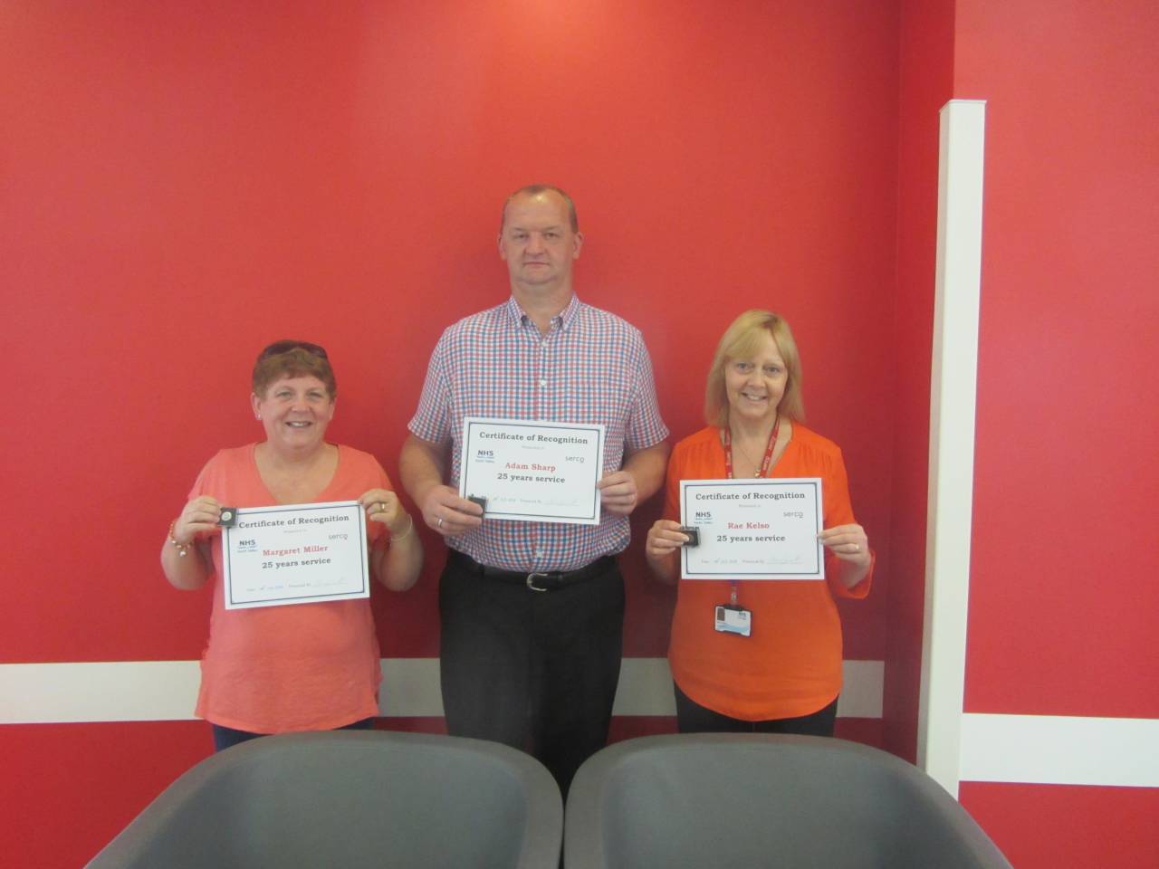NHS Forth Valley Serco employees celebrate 25 years’ service at Forth