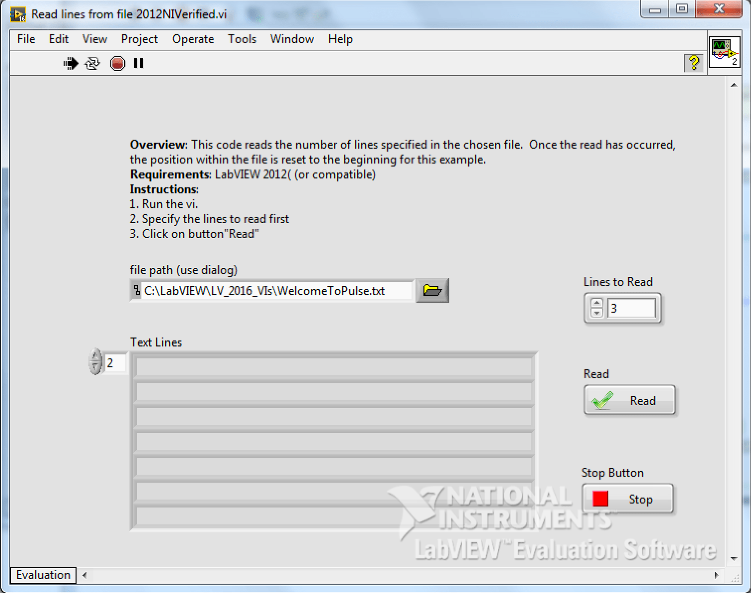 Read Lines of a Text File and Return as Array of String Using LabVIEW