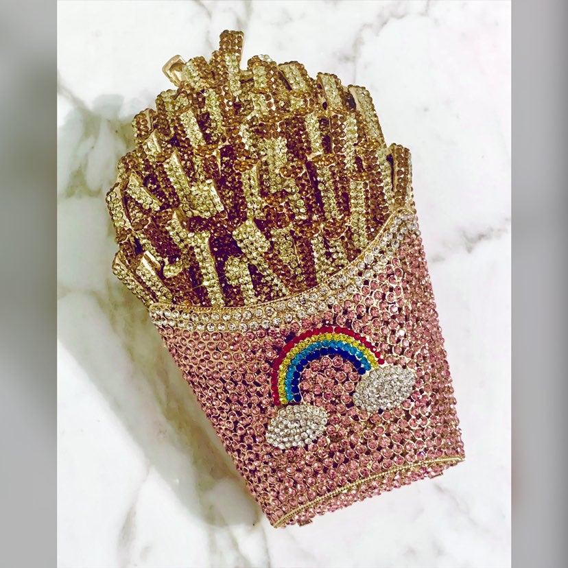 Crystal French Fries Clutch Bag (Pink) Nibor Boutique