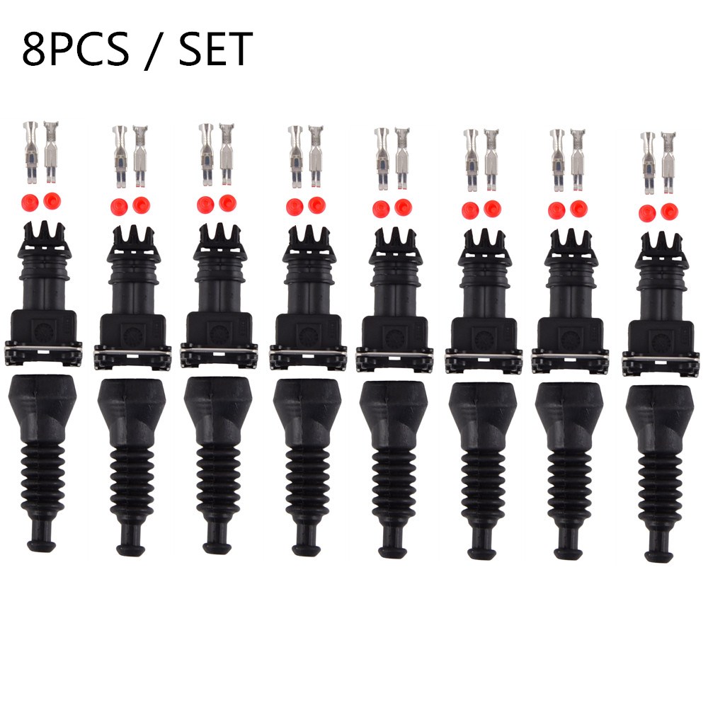 8x Fits For Bosch EV1 2 Pin Fuel Injector Plug Junior Power Time