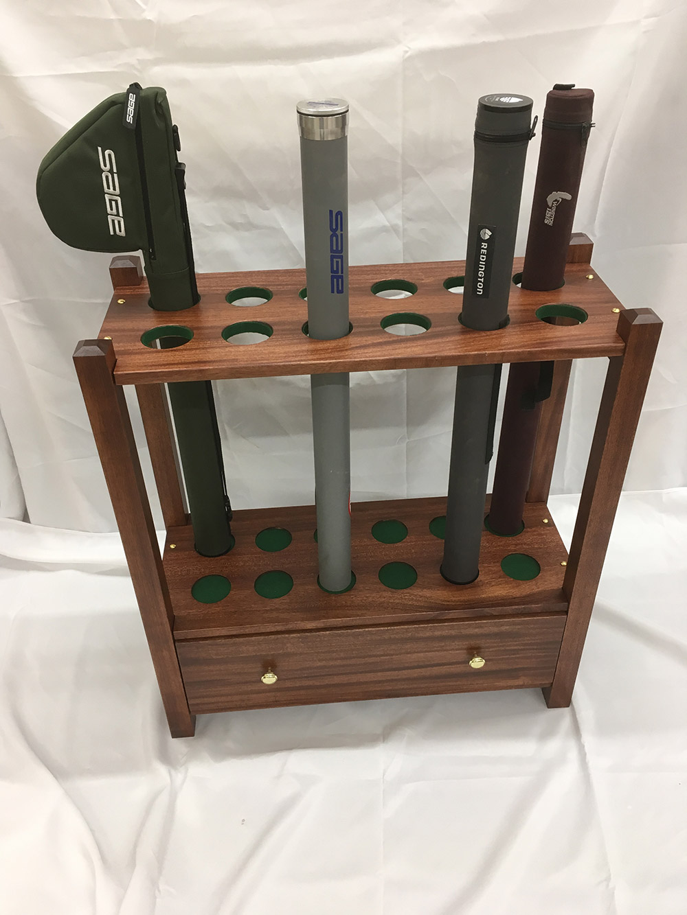 Custom Fly fishing from New Hamphire Solid Cherry Wood Flyfishing Rod Holders. Custom