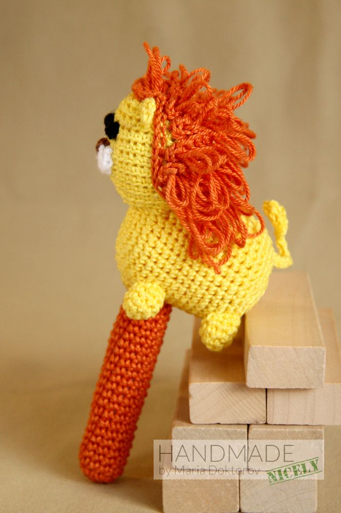 Lion crochet baby rattle toy