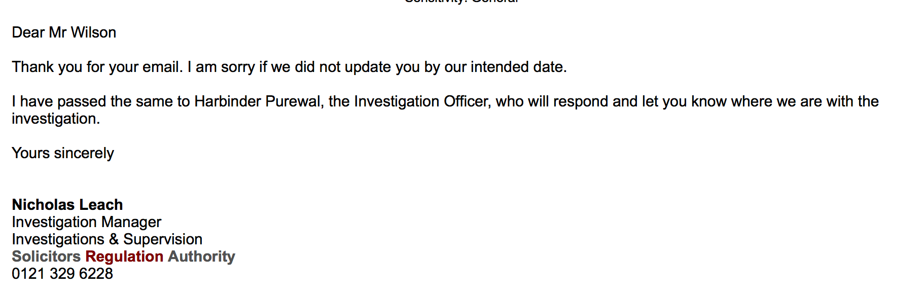 HSBC Fraud correspondence with Financial Conduct
